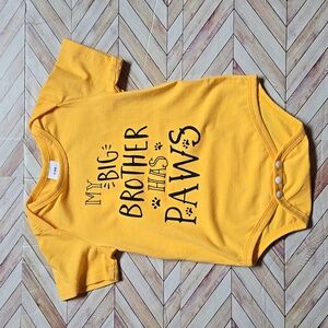 Kids Yellow Short Sleeve Onesie Baby Boy Girl Big Brother Pet One Piece 6-9M